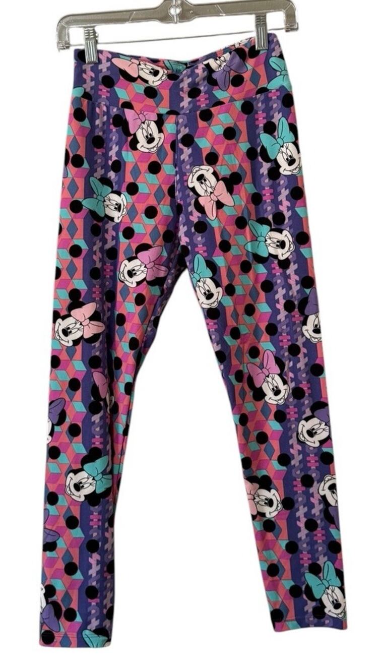 LulaRoe Women Sz OS Leggings Stretch Mini Mouse Disney Teacher Artsy Cartoon